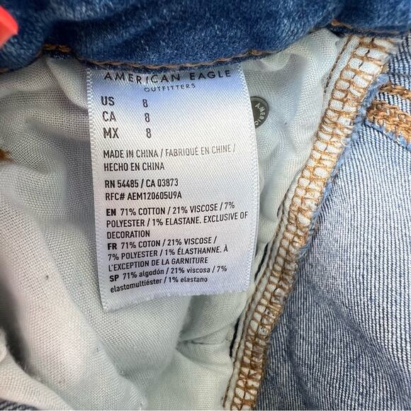 American Eagle Hi Rise Shortie Jean Shorts frayed distressed next level stretch - Picture 5 of 5